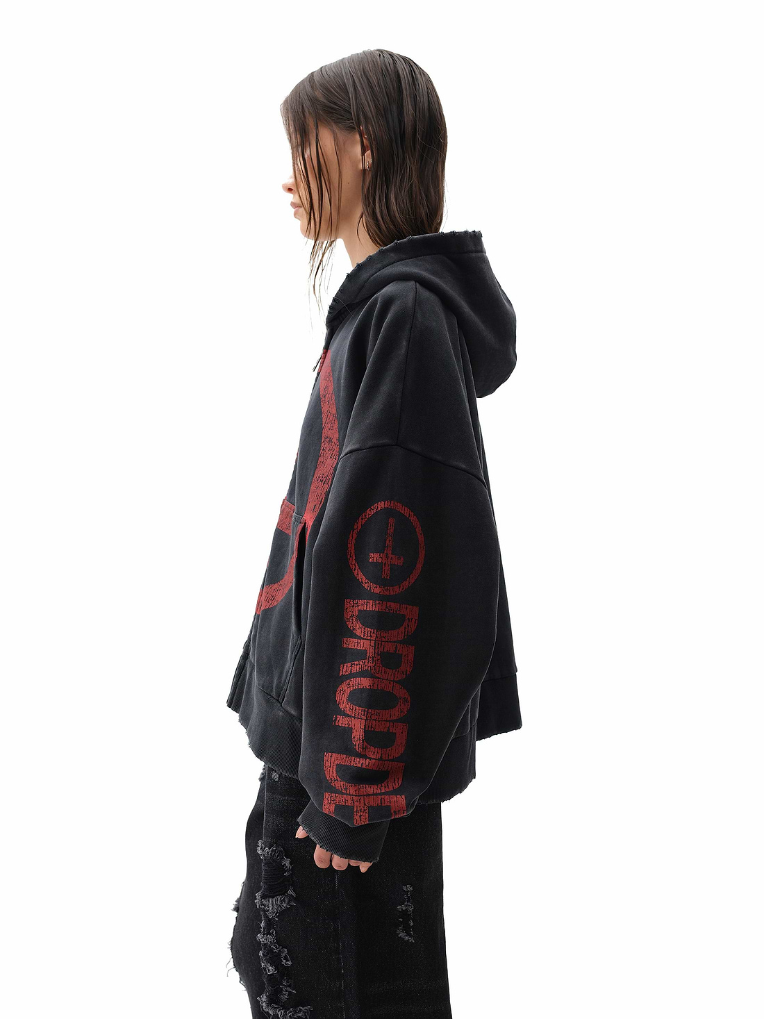 Coma Black Boxy Hoodie