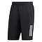 The adidas Club 3 Stripe 7" Men's Badminton Shorts in black feature an elastic waistband and three vertical white stripes on the left leg, making them ideal for badminton. Crafted with moisture-wicking fabric, these shorts keep you comfortable and dry during any activity.