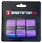 BadmintonHQ 3 Pack Badminton Overgrips - Purple: three ultra-tacky, sweat-absorbing grips in a black BadmintonHQ package, each with the brand logo on its individual wrapper.