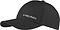The HEAD Pro Player Badminton Cap in black is lightweight with silver "HEAD" lettering, UV protection, side ventilation holes, and a curved brim—perfect for active wear or as a badminton cap.