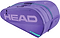 The HEAD Tour 9 Racket Badminton Bag L - Purple features bold HEAD branding and turquoise zipper accents, offering ample space for your rackets—ideal for transporting your gear in style.