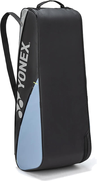 Carry your gear in style with the Yonex BA52526EX Club 6 Racket Badminton Bag in black and blue, featuring a top handle, shoulder strap, and Yonex logo—durable and perfect for badminton players.