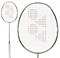 A light beige Yonex Arcsaber 7 Play 4U badminton racket with a red geometric string design and ISOMETRIC frame, shown in full view and with a close-up of the racket head.
