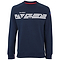 The Tecnifibre Men's Sweatshirt in marine blue, from the brand Tecnifibre, is made of high-quality cotton for exceptional comfort. It showcases "Tecnifibre" in white on the front, a striking geometric pattern across the chest, and a discreet tricolor accent on the sleeve.