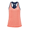 The Babolat Play Women's Badminton Tank Top in Fluo Strike and Estate Blue is a sleeveless athletic garment crafted from lightweight Fiber Dry-polyester. It ensures freedom of movement and includes a subtle logo on the chest, adding a sporty flair.