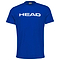 A navy badminton T-shirt from HEAD, crafted from a polyester and cotton blend, showcasing the brand name "HEAD" in bold white letters across the chest, set against a plain white background.