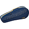 The Babolat RH3 Essential 3 Racket Bag in Dark Blue is designed to carry up to 3 rackets. It features a large zipper, a convenient carrying handle, and the Babolat brand name prominently displayed on the side. Perfect for both tennis and badminton enthusiasts.