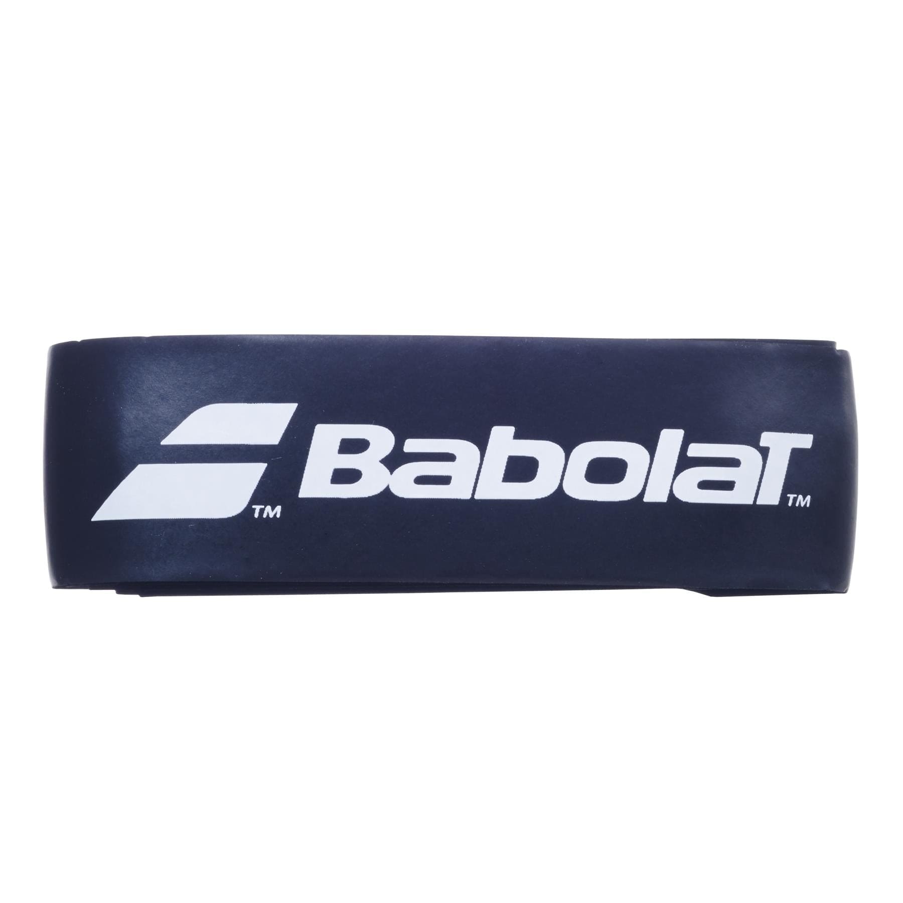 A tennis vibration dampener showcases the Babolat logo in white on blue, pairing excellently with your Babolat Syntec Uptake Replacement Badminton Grip - Black for an improved playing experience.