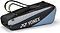 The Yonex BA52526EX Club 6 Racket Badminton Bag in black and blue features durable construction, a zippered pocket, shoulder strap, and the Yonex logo—ideal for carrying up to six rackets and your badminton gear.