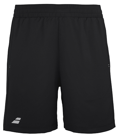 Made from recycled elastic polyester, the Babolat Play Men's Badminton Shorts in black provide unrestricted 360 Motion. These athletic shorts by Babolat include an elastic waistband and small reflective details near the bottom of the left leg.
