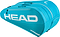 The HEAD Tour 9 Racket Badminton Bag L - Blue is a spacious bag with multiple zippered compartments and a white HEAD logo, designed for carrying badminton rackets and gear.