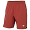 Tecnifibre Team Stretch Mens Badminton Shorts in terracotta feature an elastic waistband, side pockets, a small white Tecnifibre logo on the left leg, and a modern design ideal for badminton or casual wear.