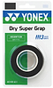 The Yonex AC149-3EX Dry Super Grap Badminton Overgrip (3 Pack) in black features superior absorption and dry feel, providing three grips per pack for your racquet.