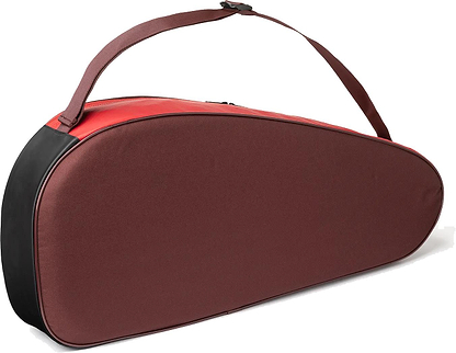 The Yonex 42523EX Team 3 Racket Badminton Bag in Ruby Red is a lightweight, padded bag with an adjustable shoulder strap, designed to carry up to 3 rackets.