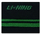 Close-up of the Li-Ning Logo Wristband in black with a breathable fabric design, featuring the brand's green logo embroidered at the top and two parallel horizontal green stripes. Ideal for badminton players seeking both style and comfort.