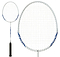 The Yonex B4000 Badminton Racket - White / Blue is featured, showcasing its white frame with blue accents—perfect for beginners. One image displays the full racket; another highlights a detailed view of the strings and head.