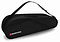 The BadmintonHQ 6 Racket Badminton Bag - Black features a shoulder strap, zippered compartments, and a white and pink “BADMINTONHQ” logo. It holds up to 6 rackets for easy storage and transport.