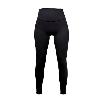 Yonex YL2024 Women's Badminton Leggings, crafted from moisture-wicking fabric, shown against a white background. These black high-waisted leggings feature a smooth, fitted design perfect for active wear.