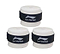 The Li-Ning Badminton Overgrip (3 Pack) in white features three cylindrical grips wrapped with black bands displaying the "Li-Ning" logo. Renowned for their super tacky, absorbent grip, they are neatly presented on a simple white background.