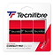 The Tecnifibre Contact Pro Badminton Overgrip - 3 Pack in red offers enhanced durability and excellent tackiness. These long-lasting grips, emblazoned with the Tecnifibre logo, are ideal for players seeking superior stability on the court.