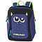 The HEAD Kids Tour Badminton Backpack - Monster, from the brand HEAD, is a blue and black backpack for children. It features a playful cartoon monster design with big eyes and small horns, complemented by green accents. The front showcases the brand name "HEAD," and it includes a sportswear compartment for easy organization. Reflective logos are incorporated to enhance safety during evening outings.