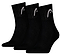 Three pairs of HEAD Club Short Crew Badminton Socks in black, each with a cushioned sole and white HEAD logo on the cuffs, are displayed side by side against a white background.