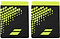 The Babolat Logo Jumbo Wristband - Aero Grey features a bright yellow hexagon diagonal design with a yellow logo, offering sweat absorption to keep you dry and comfortable during any activity.