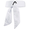 HEAD Pro Player Bandana - White, designed with a convenient knot at the back and showcasing a black HEAD logo on the front. Crafted from an absorbent mesh material to provide optimal comfort and maintain clear visibility of the shuttle during intense matches.