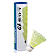 A Yonex Mavis 10 Badminton Nylon Shuttlecocks Yellow - Set of 6, with one yellow shuttlecock shown outside the Yonex-branded tube.