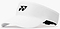 The Yonex 40126EX Badminton Visor in white features a black Yonex logo on the front and an adjustable back strap, shown against a plain white background.