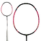 Explore the Li-Ning Halbertec Motor 5U Badminton Racket - Pink, a sophisticated and contemporary racket designed with an eye-catching black, pink, and multicolored frame. Its white handle enhances the chic appearance. Displayed both in full-length and close-up views, this mid-range choice is ideal for players looking for superior quality and performance.