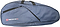 The BadmintonHQ 3 Racket Badminton Bag - Blue features a black zipper and handle, with the white and red "BADMINTON HQ" logo on the side. Carry your gear in style to every match with this branded bag from BadmintonHQ.