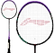 The Li-Ning Axforce 9 3U Badminton Racket - Zircon features a black frame with purple accents, red string pattern, and black grip tape. Shown are full view and close-up images of the racket head.