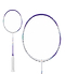The Li-Ning BladeX 600 4U Badminton Racket in White/Purple features a sleek ultra carbon frame with purple accents and a white grip, shown fully and in head close-up against a plain white background.