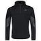 The HEAD Club 22 Mens Tech Hoodie - Black is an athletic garment designed with a half-zip style, complemented by gray accents on the sleeves and shoulders. Crafted using Moisture Transfer Microfibre technology from HEAD Sportswear MXM, this lightweight hoodie is ideal for both sports and casual wear.