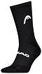The HEAD Crew Badminton Socks - Black feature a white curved HEAD logo near the top and "HEAD" on the side. Designed for badminton, they offer cushioned support with a ribbed texture, shown here against a white background.