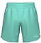HEAD Power Men's Badminton Shorts in turquoise by HEAD, featuring an elastic waistband, blue side panels, and a white "HEAD" logo on the lower left leg—ideal for stylish comfort on court.