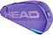 The HEAD Tour 3 Racket Badminton Bag S - Purple features a teal zipper, bold HEAD logo, shoulder strap, and a sleek triangular design for easy carrying.