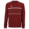 The Cardinal sweater from Tecnifibre Men's Team Badminton line is crafted from cotton fleece and features two white horizontal stripes with a geometric pattern in between. It includes a small white logo on the left shoulder and is designed for a high-performance look, complete with long sleeves and a crew neck that captures the essence of Team Badminton style.