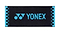 The Yonex AC1109EX Face Towel - Black is expertly crafted from premium cotton, incorporating absorbent fibers and a stylish design highlighted by blue accents alongside the prominent Yonex logo and brand name.