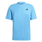 The ADIDAS Men's Club Badminton T-Shirt in Pulse Blue is ideal for badminton, incorporating AEROREADY technology and showcasing a small black triangular logo on the upper left chest. As part of the adidas Club collection, it combines performance with style, featuring short sleeves for enhanced comfort and mobility.