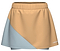The HEAD Dynamic Womens Badminton Skort in apricot and light blue features a colorblock design, elastic waistband, moisture-wicking fabric, and the HEAD logo in white on the lower edge.