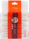 The Li-Ning GP305 Badminton Overgrips (5 Pack) in white come in a clear plastic package with red and white labeling featuring Chinese characters. Ideal for badminton, these overgrips enhance grip and comfort on your racket.