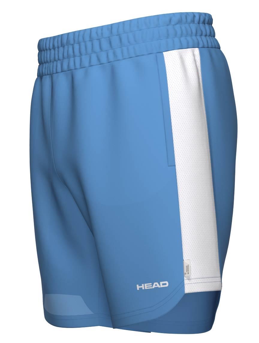HEAD Power Men's Badminton Shorts in Airforce Blue/White feature a white side panel, elastic waistband, and HEAD logo near the hem. These sporty, moisture-wicking shorts keep you comfortable on or off the court.