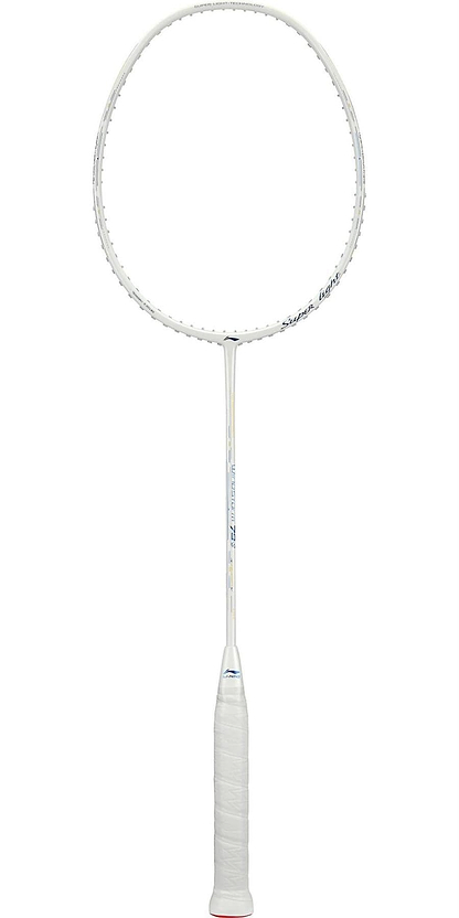 The Li-Ning Windstorm 79S 5U Badminton Racket in Pearl White boasts Super-Light technology, a finely wrapped handle, and a streamlined frame. This modern and lightweight racket enhances control, making it perfect for competitive play.
