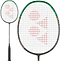 The Yonex Astrox 99 Tour 4U Badminton Racket in Black/Green features a red geometric logo on white strings. Close-up and full views highlight its power and design, showcasing the Yonex brand’s quality craftsmanship.