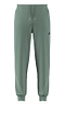The ADIDAS Melbourne Mens Pro Badminton Pants in green, by adidas, showcase a minimalist design highlighted with a small black logo on the upper left side. With ankle cuffs and subtle stitching below the knee, these pants are ideal for an active lifestyle.