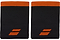 The Babolat Logo Jumbo Wristbands in black and red, shown side by side on a white background, are perfect sweat-absorbing tennis accessories from Babolat.