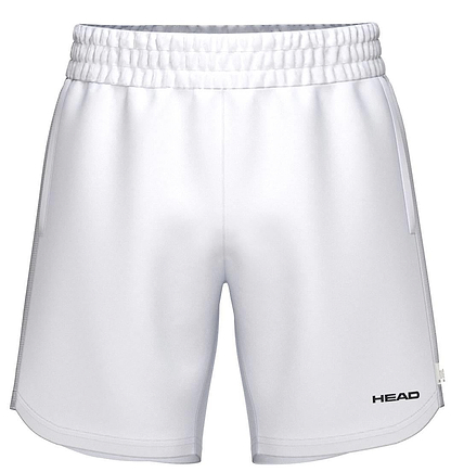 HEAD Power Mens Badminton Shorts in white by HEAD feature an elastic waistband and "HEAD" logo on the lower left leg. These athletic shorts offer a clean design, ideal for badminton, tennis, or any active sport.