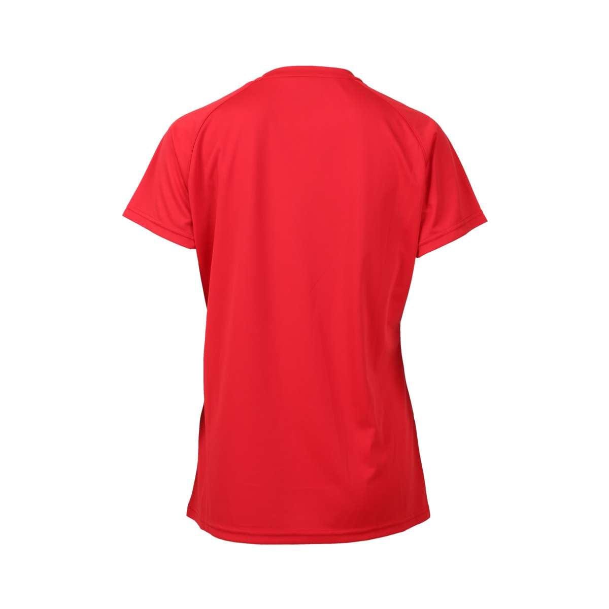 The FZ Forza Bali Red Girls/Women's Badminton T-Shirt, offered by FZ Forza, is presented from the back against a white background. This comfortable plain red tee highlights its short sleeves and classic design, while its stretch-resistant fabric promises durability in both style and fit.